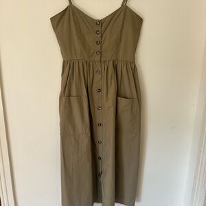 Olive Button-Down Midi Dress